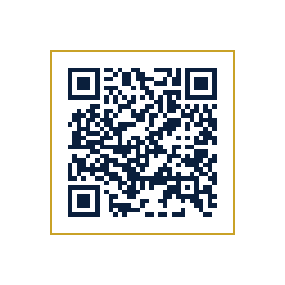 QR code for cswleadership.com — navy on white with a gold border